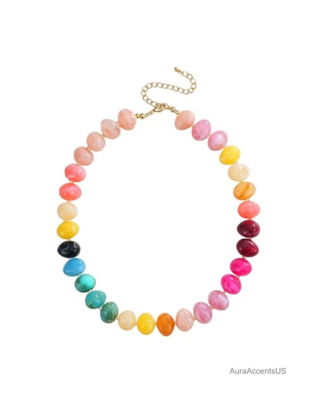 Chunky Beaded Collar Necklace for Women Multicolor Resin Boho Y2K Statement